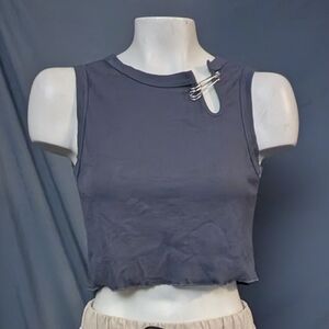 Stylish Gray Crop Top with Pin Detail